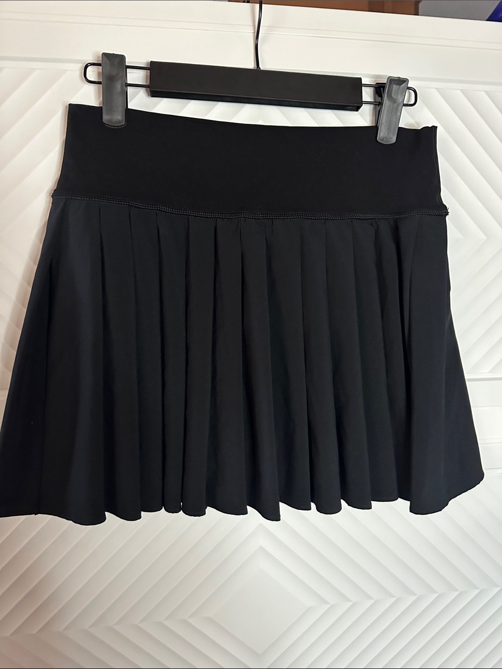 aerie Black Pleated Skater Skirt with Wide Waistband